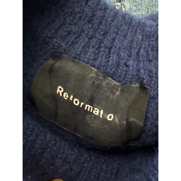 REFORMATION Alpaca Blend Mock Neck Navy Blue Sweater Size XS - Picture 5 of 9